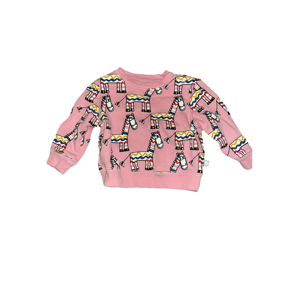 Stella McCartney Kids Pink Zebra Print Sweatshirt Organic Cotton 6M 67cm